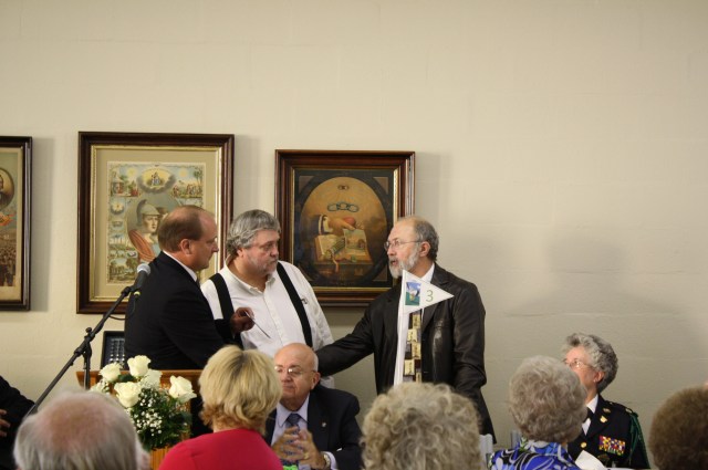 Donation to the Holston Home for Children to Keith Hinkle. Presented by Lonnie Jones, Grand Master, with Roy Climer, Noble Grand.